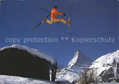 AK / Ansichtskarte Zermatt VS Wintersportplatz Skifahrer Matterhorn Kat. Zermatt