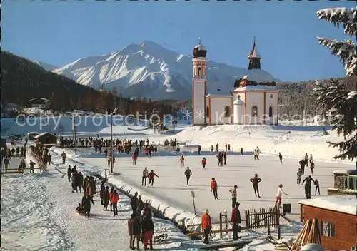 AK / Ansichtskarte Seefeld Tirol Eislaufbahn Seekirchl mit Hocheder Kat. Seefeld in Tirol