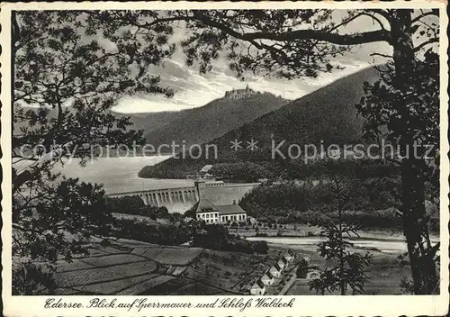 AK / Ansichtskarte Edersee mit Sperrmauer und Schloss Waldeck Kat. Edertal