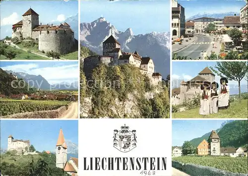 AK / Ansichtskarte Liechtenstein  Schloss Strassenpartie Trachtenmaedchen Kirche Kat. Liechtenstein