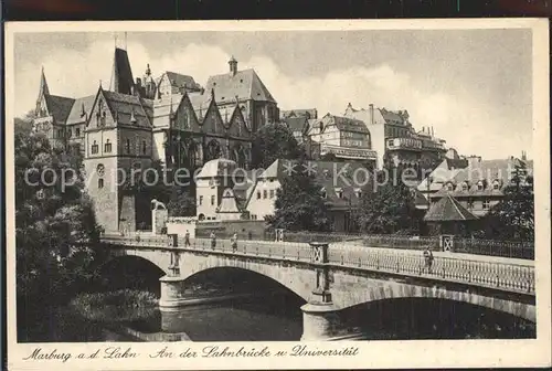 AK / Ansichtskarte Marburg Lahn Lahnbruecke mit Universitaet Kupfertiefdruck Kat. Marburg