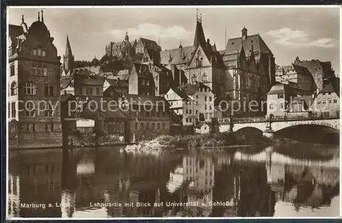 AK / Ansichtskarte Marburg Lahn Lahnpartie Universitaet Schloss Bruecke Kat. Marburg