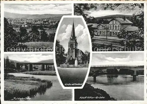 AK / Ansichtskarte Malsfeld Panorama Bahnhof Fulda Bruecke Kirche Denkmal Kat. Malsfeld