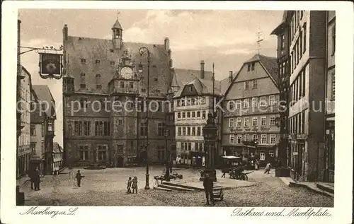 AK / Ansichtskarte Marburg Lahn Rathaus und Marktplatz Kupfertiefdruck Kat. Marburg