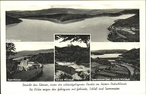 AK / Ansichtskarte Edersee Sperrmauer Schloss Waldeck Edertalsperre Kat. Edertal