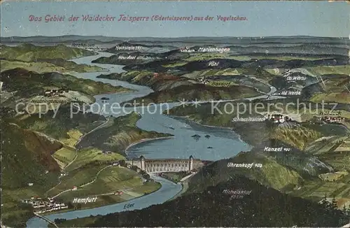 AK / Ansichtskarte Waldeck Edersee Gebiet der Waldecker Talsperre aus der Vogelschau Karte No 2 Kat. Edertal