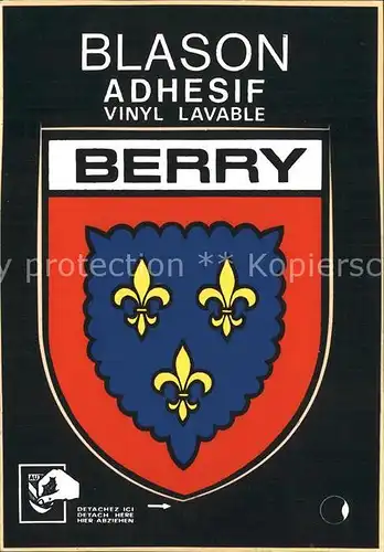 AK / Ansichtskarte Berry Region Blason Adhesif Wappen Abziehkarte Kat. Bourges