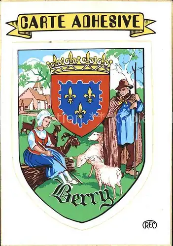 AK / Ansichtskarte Berry Region Carte Adhesive Wappen Abziehkarte Kat. Bourges
