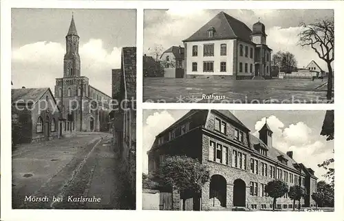 AK / Ansichtskarte Moersch Rheinstetten Kirche Rathaus Schule Kat. Rheinstetten