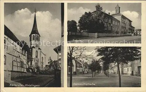 AK / Ansichtskarte Knielingen Kirche Schule Reinmuthstrasse Kat. Karlsruhe