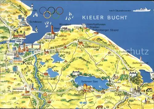 AK / Ansichtskarte Kiel Karte der Kieler Bucht Kat. Kiel