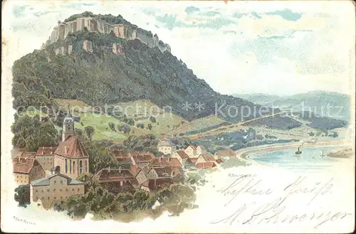 AK / Ansichtskarte Schandau Bad Stadtbild mit Festung Koenigstein Kat. Bad Schandau
