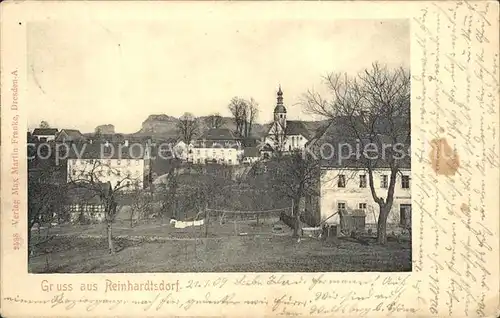 AK / Ansichtskarte Reinhardtsdorf Schoena Ortsansicht mit Kirche Kat. Reinhardtsdorf Schoena