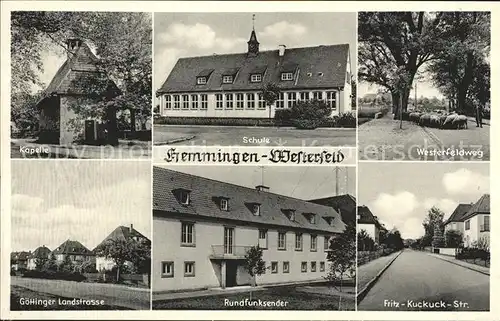 AK / Ansichtskarte Westerfeld Hemmingen Kapelle Schule Westerfeldweg Schafe Strassenpartie Rundfunksender Kat. Hemmingen