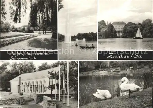 AK / Ansichtskarte Zwickau Sachsen Naherholungszentrum Schwanenteich Fontaene Freilichtbuehne Klubhaus Kat. Zwickau