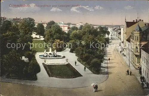 AK / Ansichtskarte Crimmitschau Bismarckhain und Leipziger Strasse Kat. Crimmitschau