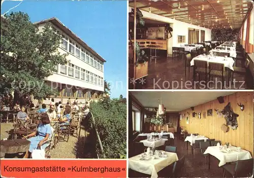 AK / Ansichtskarte Saalfeld Saale Konsumgaststaette Kulmberghaus Speisesaal Jaegerstube Kat. Saalfeld