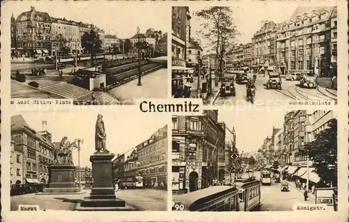 AK / Ansichtskarte Chemnitz AH Platz Johannisplatz Koenigstrasse Markt Denkmal Statue Kat. Chemnitz