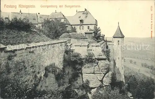 AK / Ansichtskarte Koenigstein Saechsische Schweiz Festung Georgenturm mit Hungerturm Kat. Koenigstein Saechsische Schweiz