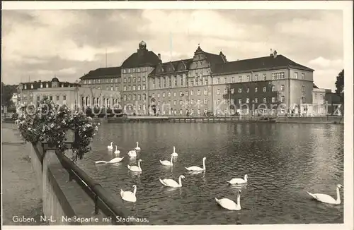 AK / Ansichtskarte Guben Neissepartie mit Stadthaus Schwaene Kat. Guben