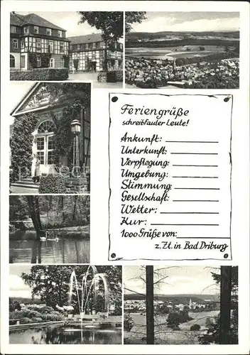 AK / Ansichtskarte Bad Driburg Kurhaus Schwanenteich Park Fontaene Totalansicht Kat. Bad Driburg
