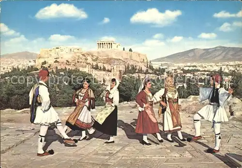 AK / Ansichtskarte Athen Griechenland Danses Helleniques Hellenische Tracht Tanz Akropolis Kat. 