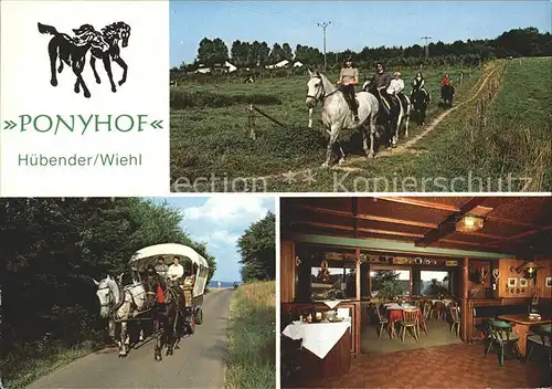 AK / Ansichtskarte Huebender Ponyreiten Pferdekutsche Hotel Restaurant Ponyhof Gastraum Kat. Wiehl