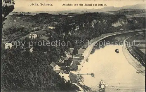 AK / Ansichtskarte Rathen Saechsische Schweiz Blick von der Bastei mit Elbetal Kat. Rathen Sachsen