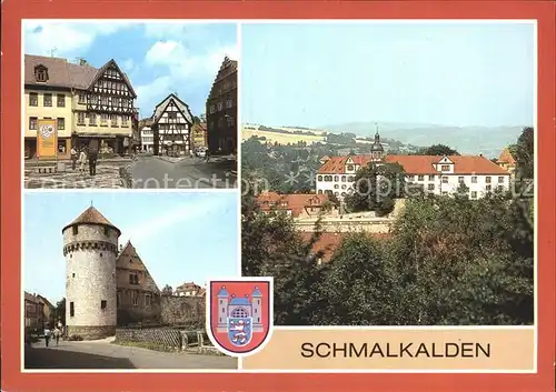 AK / Ansichtskarte Schmalkalden Altmarkt Pulverturm Schloss Wilhelmsburg Wappen Kat. Schmalkalden