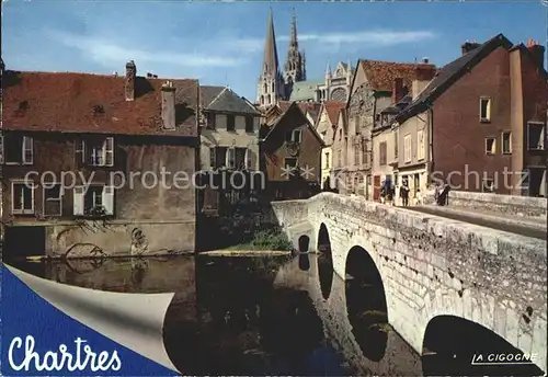 AK / Ansichtskarte Chartres Eure et Loir Brueckenpartie mit Cathedrale Notre Dame Kat. Chartres