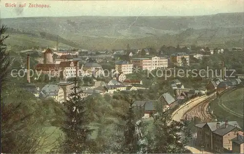 AK / Ansichtskarte Zschopau Blick ueber die Stadt Eisenbahn Bahnhof Kat. Zschopau