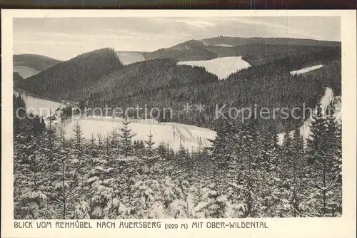 AK / Ansichtskarte Oberwildenthal Erzgebirge Blick vom Rehhuebel nach Auersberg Winterlandschaft Erzgebirge Kat. Eibenstock