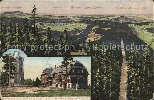 AK / Ansichtskarte Auersberg Wildenthal Aussichtsturm Unterkunftshaus Aussicht nach Norden Kat. Eibenstock