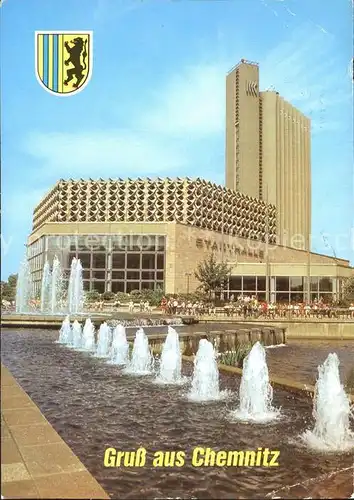 AK / Ansichtskarte Chemnitz Stadthalle und Hotel Kongress Wasserspiele Kat. Chemnitz