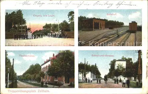 AK / Ansichtskarte Zeithain Truppenuebungsplatz Lagereingang Bahnhof Planitzstr Rabenhorststr Kat. Zeithain