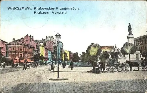 AK / Ansichtskarte Warschau Masowien Krakauer Vorstadt mit Pferdekutschen Kat. Warschau