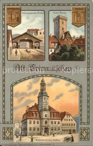 AK / Ansichtskarte Alt Crimmitschau Bruecke Roter Turm Rathaus Offizielle Postkarte Stadtrechtsfeier