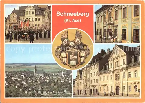 AK / Ansichtskarte Schneeberg Erzgebirge Ernst Schneller Platz Wappen Museum uebersicht Kat. Schneeberg