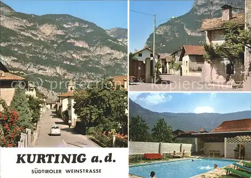 AK / Ansichtskarte Kurtinig Weinstrasse Ortspartie Gebirge Swimming Pool Kat. Bolzano
