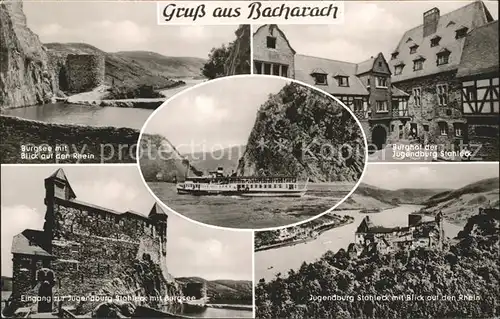 AK / Ansichtskarte Bacharach Rhein Burgsee mit Rhein Burghof der Jugendburg Stahleck  Kat. Bacharach