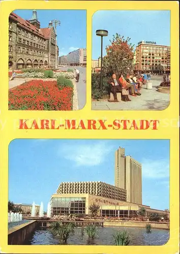 AK / Ansichtskarte Karl Marx Stadt Rathaus Strasse der Nationen Stadthalle Interhotel Kongress Kat. Chemnitz