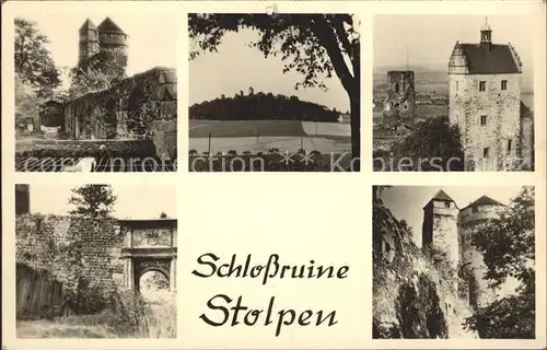 AK / Ansichtskarte Stolpen Schlossruine  mit Seiger und Koselturm Kat. Stolpen