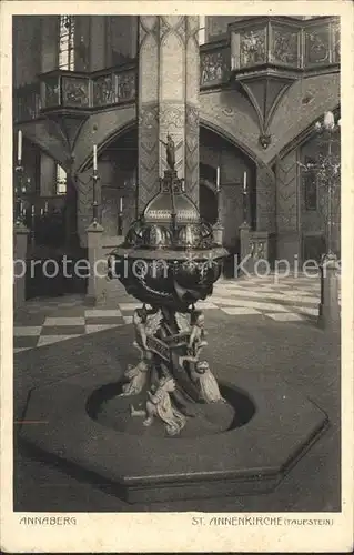 AK / Ansichtskarte Annaberg Buchholz Erzgebirge Taufstein in der St Annenkirche Kgl. Saechs. Denkmalarchiv Kat. Annaberg