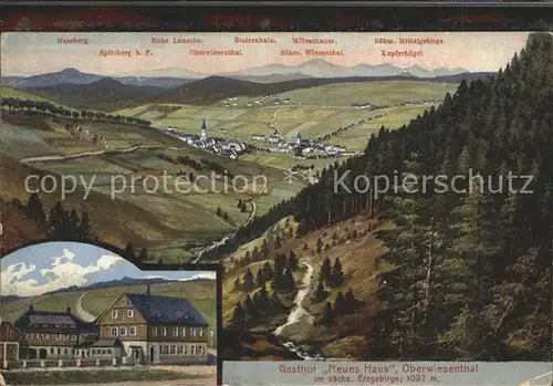 AK / Ansichtskarte Oberwiesenthal Erzgebirge Gasthof Neues Haus Panorama Gebirgskette Kat. Oberwiesenthal