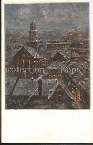 AK / Ansichtskarte Auerbach Vogtland Stadtbild mit Kirche im Winter Serie I 1 Kuenstlerkarte R. Doering Verein Heimatdank Kat. Auerbach
