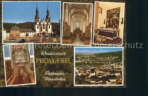 AK / Ansichtskarte Pruem Eifel Gesamtansicht mit Abtei Salvator Basilika Kat. Pruem