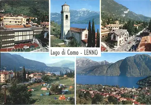 AK / Ansichtskarte Lenno Lago di Como Teilansichten Kirche Campingplatz Comersee Alpen Kat. Como