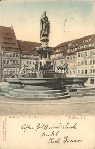 AK / Ansichtskarte Freiberg Sachsen Denkmal Otto des Reichen Statue Brunnen Kat. Freiberg