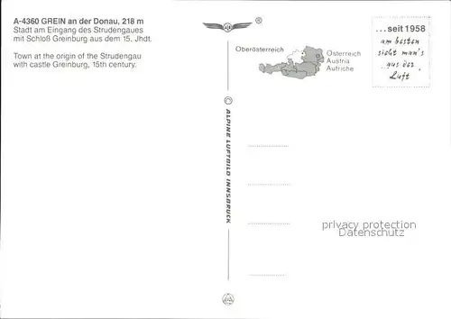 AK / Ansichtskarte Grein Donau Oberoesterreich Fliegeraufnahme Schloss Geinburg mit Donau Kat. Grein