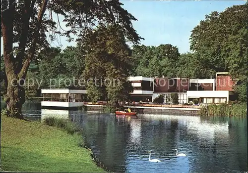 AK / Ansichtskarte Bremen Buergerpark Kaffeehaus am Emmassee Schwaene Kat. Bremen